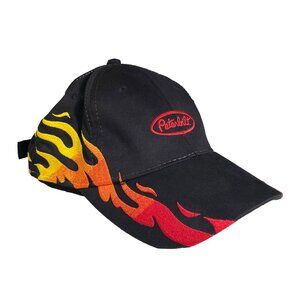 Vintage Peterbilt Embroidered Flames Strapback Hat Black mens OS